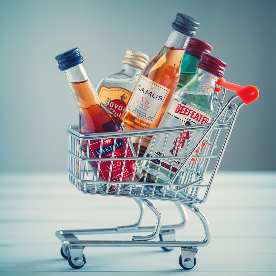 Shopping Assorted Alcoholic Beverages Concept